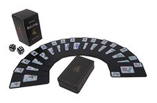 Funrarity Chinese Mahjong (Mah Jong, Mahjongg, Mah-Jongg, Mah Jongg, Majiang) 144 Playing Cards Deluxe Set with 2 Dice Plastic PVC Portable Durable Waterproof Black