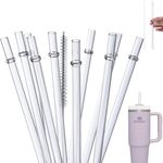 10 Pack Plastic Straws Stanley Cup Straw 40 oz 30 oz Tumbler Reusable Plastic Drinking Straws Stanley Cup Accessories with Cleaning Brush (Transparent)