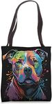 Colorful Pitbull Face Bully Funny Dog Art Painting Tote Bag