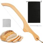 Bread Bow Knife for Homemade Bread, 15.7 Inch Stainless Steel Serrated Bread Slicer with Wooden Handle Multi-Purpose Bread Saw Cutter for Cutting Bakery Bagel Making Tool,Baguette-Premium Kitchen Gift