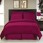 Royal Hotel Duvet Cover Set - Lightweight and Ultra Soft - Wrinkle-Free Double Brushed, Solid Comforter Cover with Button Closure and 2 Pillow Shams, King - Burgundy