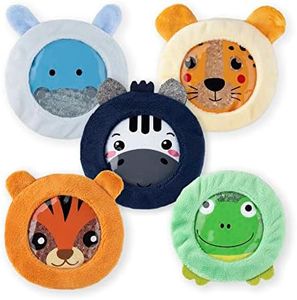 Navaris Set 5x Cuscinetti Freddi per Bimbi Piccoli - Impacchi Ghiaccio Sintetico - Pad Foderine Peluche Morbido Animali Colorati - Cuscinetto Freddo