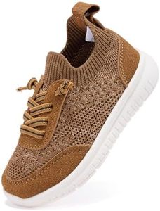BMCiTYBM Toddler Shoes for Baby Boys Girls Lightweight Breathable Walking Infant Sneakers Non-Slip Casual Outdoor Indoor 2-2.5 Years Brown Size 7 Toddler