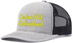 Wholesale Custom Hat Custom Text/Logo Embroidered Hat for Men Women Trucker Hat Light Grey/Black