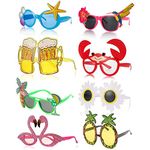 Yomaido Novelty Party Glasses 8 Pairs,Funny Hawaiian Sunglasses Pineapple Glasses,Tropical Luau Sunglasses Fancy Dress Decorations for Adults Photo Booth Props Beach Party Festival Accessories