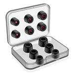 Earphone Tips F FEYCH Premium Replacement Earbud Tips Memory Foam Earphone Tips Blocking Noise Foam Tips Suit for 4.5-6.3mm Nozzle in-Ear Earphones with Storage Box(S/M/L, 6 Pairs, Black)