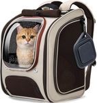 Pecute Cat Backpack Carrier, Large Space Cat Bubble Backpack, Breathable Cat Carrier, Shaded Dog Backpack Carrier, Ergonomic 3D Design for Travel, Hiking, Walk, Khaki-on-Khaki Color Blocking