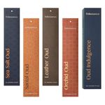 Folkulture Incense Sticks - Set of 4 Insenses (100 Insence Sticks) - Orchid Oud, Leather Oud, Seasalt Oud, Santal Oud Inciensos, Organic and Non-Toxic Inscents or Slow Burning Insents (Oud Indulgence)