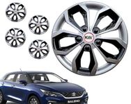 Kunj Autotech 15 Inch Silver Black Color Car Wheel Cap Hub Cover for Baleno Set of 4 Pieces