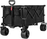 Cobuy Collapsible Outdoor Folding Cart,200L Capacity Wagon Cart with All Terrain Wheels,Outdoor Folding Cart for Camping Outdoor Activities,Black