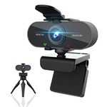 GOSPO Webcam with Microphone 2K HD USB Web cam Light for Laptop Computer Camera Privacy Cover Tripod,USB Plug & Play on Windows Mac for Video Streaming Conference Gaming Call, Black