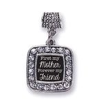 Inspired Silver - First My Mother Forever My Friend Memory Charm for Women - Silver Square Charm for Bracelet with Cubic Zirconia Jewelry