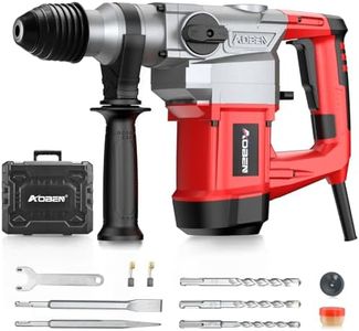 AOBEN 1-1/4 Inch SDS-Plus Rotary Hammer Drill with Vibration Control and Safety Clutch,10 Amp Heavy Duty Demolition Hammer for Concrete-Including 3 Drill Bits, Flat Chisels, Point Chisels