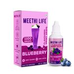 Meethi Life | Flavoured Sweet Drops | Blueberry Flavour | Zero Calorie | Sugar Free | Ideal for Shakes, Smoothies, Oat Meals, Raw Whey Protein | 90-100 Servings (35 ml / 1100 Drops)