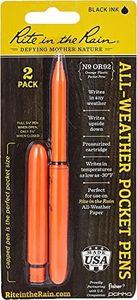 Rite In The Rain All Weather Plastic Non-Refillable Pocket Pen, Orange (Pack of 2)