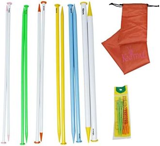 KnitPal 16-inch (40cm) Straight Knitting Needles Set for Large Projects - Long Plastic Knitting Needles - 6 US Sizes: 10.75/7mm, 11/8mm, 13/9mm, 15/10mm, 17/12mm, 19/16mm - with eBook