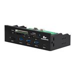 Kingwin Powered USB Hub 3.0 w/ 1 USB-C Port, SD Card Reader & Micro SD Card Reader - Sata Power Port w/Lightning Speed Data Transfer Up to 5Gbps - 5.25" Computer Case Front Bay