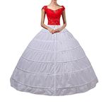 Uswear Crinoline Petticoat Underskirt 6 Hoop Ball Gown Skirt Floor Length for Wedding Dress, White, Waist 26-43inch