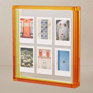 Elil Orange Polaroid Frame for Polaroid Film Fujifilm Instax Film Orange Polaroid Picture Frame 21.08 x 19.3 Collage Frame Family Wedding Collage Picture Frames Double Glass Acrylic Floating Frame
