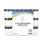 Healthy Packers 4oz Plastic Jars with Lids - Small Clear Jars with Lids - Lotion Containers with Lids | 4 oz Plastic Mason Jars with lids | Cream and Cosmetic Jars (12 pack) (Black)