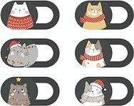 Mizi Webcam Privacy Cover Slide [6 Pack], Cute Camera Blocker Sticker, Protect Your Privacy and Security for Computer, Laptop, Tablets & Phones - Cat Xmas