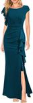 WOOSEA Women's Split Bodycon Mermaid Evening Cocktail Long Dress, Teal Color, Large