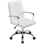 Yaheetech Executive Office Chair Swivel Computer Desk Chair Ergonomic PU Leather Task Chair White