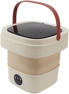 6L Mini Machine à Laver Portable Seau Laveuse Seau Pliable Automatique Mini Laveuse à Linge avec Moteur Haute Vitesse et Essorage Doux pour Camping Voyage et Usage Domestique (Couleur du café au lait)