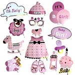 Wanna Party Baby Girl Arrival Photo Booth Props -its a Girl Photoprops- 15 Pieces - Baby Shower Photoprops,Decorations, Gifts, Favors and Supplies for Baby Girl