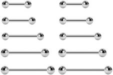 NewkeepsR 12G 10mm 316L Surgical Steel Externally Threaded Straight Barbell