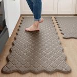 Arenarug Upgrade Scalloped Embossed Kitchen Mats for Floor 2PCS Cushioned Anti Fatigue Waterproof Foam Kitchen Rugs Non Slip Washable Comfort Standing Mat for Sink Laundry, 24"x39"+24"x59", Brown