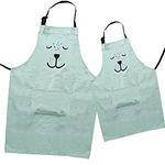 2 Pack Cotton Parent and Child Aprons with Pocket Helper in Daily Life for Adult Kid Cooking Painting Mom and Me Matching Set