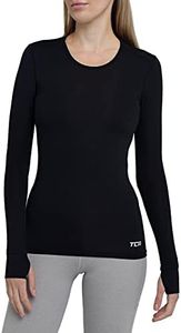 TCA Camiseta Manga Larga de Running con Bolsillo de Cremallera para Mujer - Negro, M