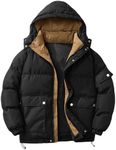 ceauros Men's Winter Coat Warm Puffer Jacket Detachable Hood Thickened Quilted Jackets Ski Outerwear with Pockets(Black,S)