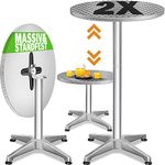 CASARIA® Bar Table | Set of 2 | Foldable & Stable | Height Adjustable 70 cm 115 cm | Round with 60 cm Diameter | Stainless Steel | Indoor Outdoor Versatility | Café | Bistro | Pub | Drinks | Cocktails