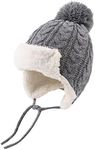 Winter Kids Beanie Hat Baby Knitted Hats Fleece Earflap Beanie Windproof Warm Toddler Beanies Boys Girls 0-8 Years, Gray