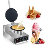 Electric Ice Cream Cone Maker 1250W Commercial Waffle Cone Machine,110V Electric Stainless Steel Non-Stick Egg Roll Cone Baker Waffle Roll Maker Temp & Time Control for Restaurant Bakeries