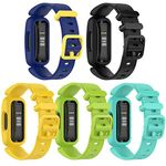 5-Pack Compatible with Fitbit Ace 3 Bands for Kids, Soft Silicone Breathable Wristbands Lightweight Waterproof Bracelet Sweat Resistant Sport Strap for Ace 3 Activity Tracker