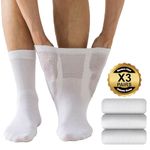 Niorasen Mens Extra Wide Loose Diabetic Socks,3 Pairs Mens Bamboo Socks for Swollen Feet & Legs, Elastic Soft Top Socks Breathable Seamless Socks