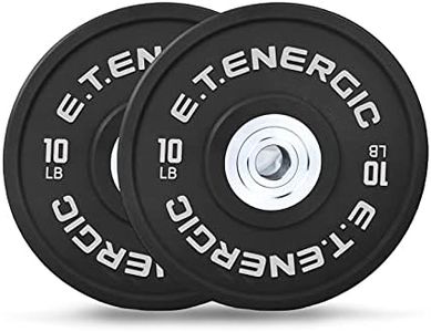 E.T.ENERGIC 10LB Bumper Plates with 2" Opening Olympic Weight Plates Bumper Weights Set with Steel Insert Strength Training (2 Pack)