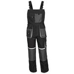 ArtMas Bib and Brace Dungaree Mens Multi-Pocket Cargo Heavy Duty Work Overalls, Triple Stitched Cordura Reinforcing Stress Points Knee Pad Pockets, Hi Vis (32/34 Inch - 50 EU, with Knee pad) Grey