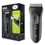 Braun Series 3 ProSkin Electric Shaver For Men With Precision Trimmer, Rechargeable and Cordless, 100% Waterproof, UK 2 Pin Plug, 3000s, Black Razor