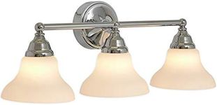 Triple Fanned Glass Shade Light Classic Polished Silver Vanity Fixture LED, led Lights