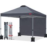 MasterCanopy Durable Ez Pop-up Gazebo Tent with 1 Sidewall(3x3M,Dark Grey)