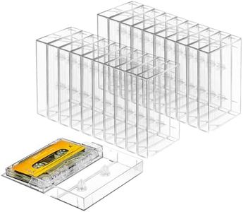 T WaveTree 100-Pack Audio Cassette Storage Cases - Clear Plastic Cassette Tape Cases - Audio Storage Solution 4.28" L x2.75 W x0.6 H