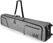 WOLT Rolling Ski Bag - Padded Snowboard Bag with Wheels for Air Travel, Fit to Double Pairs of Skis up to 190cm (Grey)