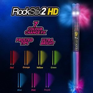 🥁Pair of ROCKSTIX 2 HD: BRIGHT LIGHT UP MULTI COLOR CHANGE LED DRUMSTICKS, 7 Amazing Color effects, Set your gig on fire!