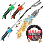 Sunlight® Propane Torch Weed Burner with 13 ft Hose, Adjustable 2,200,000 BTU Self Igniting Flamethrower, Heavy Duty Turbo Blow Torch For Garden, Wood, Melting Ice, Snow, Stumps, Grilling | May Vary