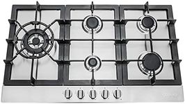 COSMO 850SLTX-E 30 in. Gas Cooktop with 5 Burners, Counter-Top Cooker with Cast Iron Grate Stove-Top, Melt-Proof Metal Knobs in Stainless Steel