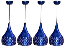 Keyplus Aluminium Cut Hanging Light Ceiling Pendant Lamp, Blue Pack of 4